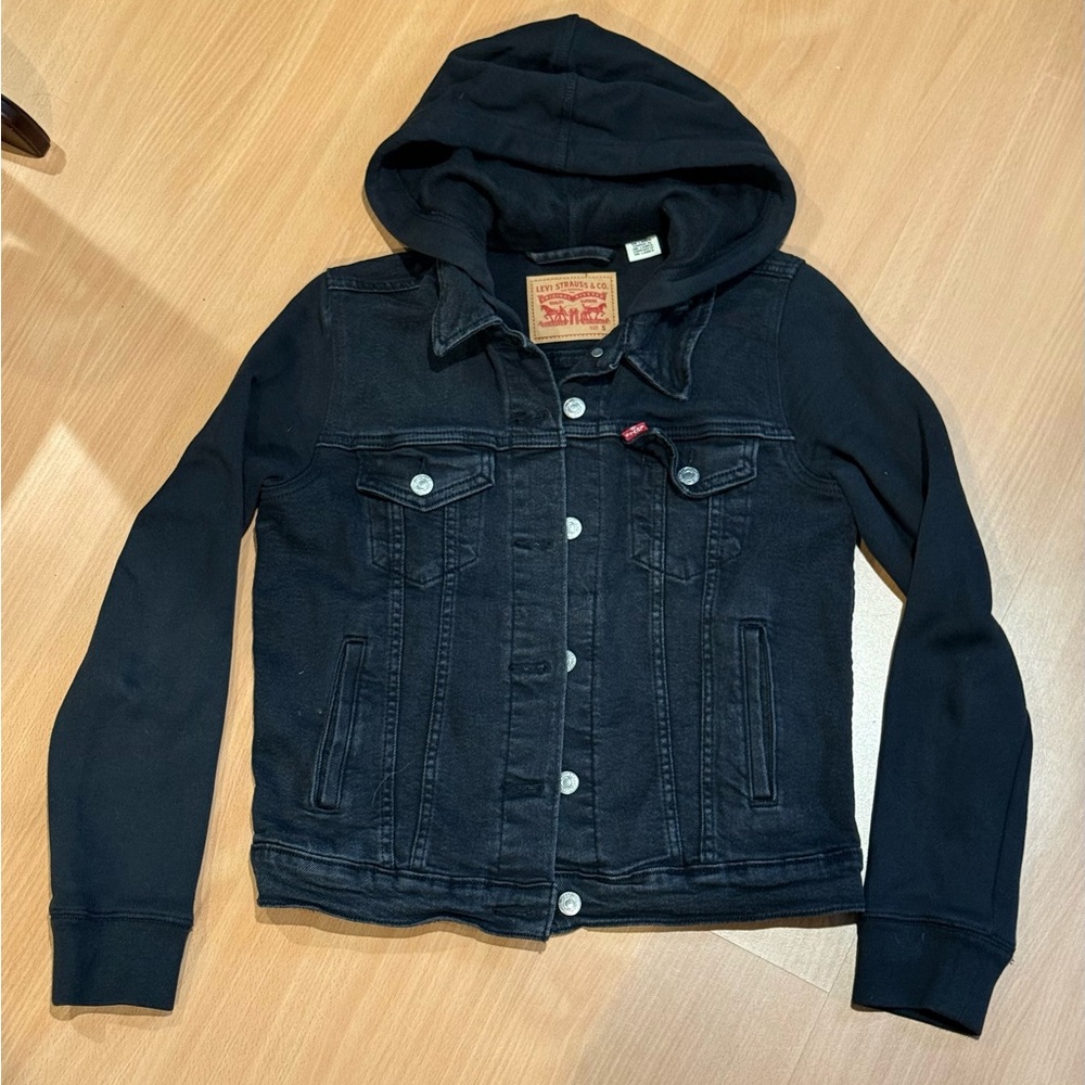 Levi's Black Denim Jacket with Hood